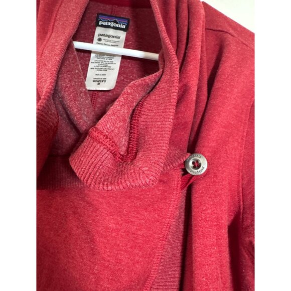 Patagonia Women's Burgundy Red Asymmetrical Button Cardigan Jacket Fall Fashion - Picture 4 of 7